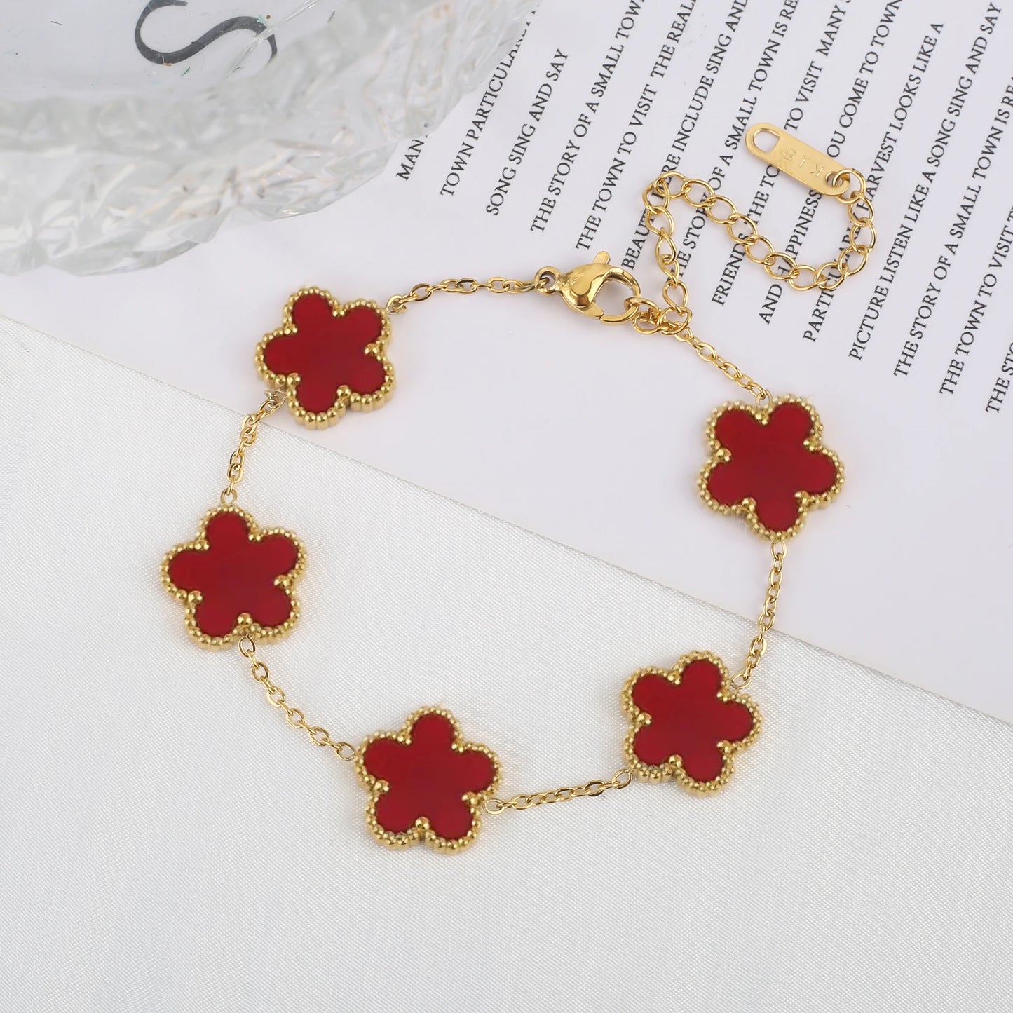 EJ  Luxury Stainless Steel Flower Chain  Bracelet