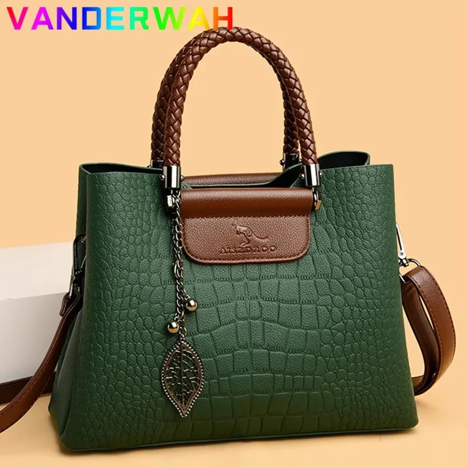 Luxury Handbag Fashion Print Large Capacity Soft Leather