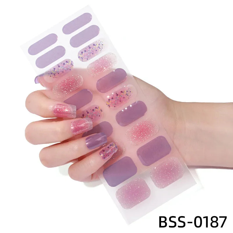 Strips Semi-cured Gel Nail Stickers Waterproof