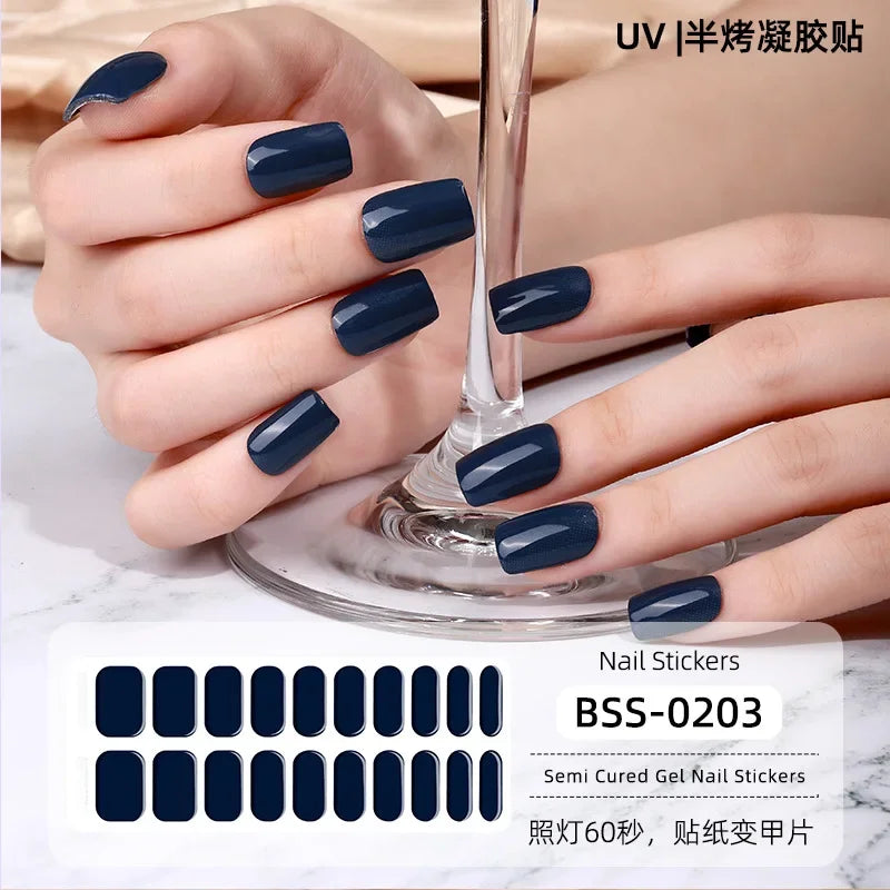 Strips Semi-cured Gel Nail Stickers Waterproof