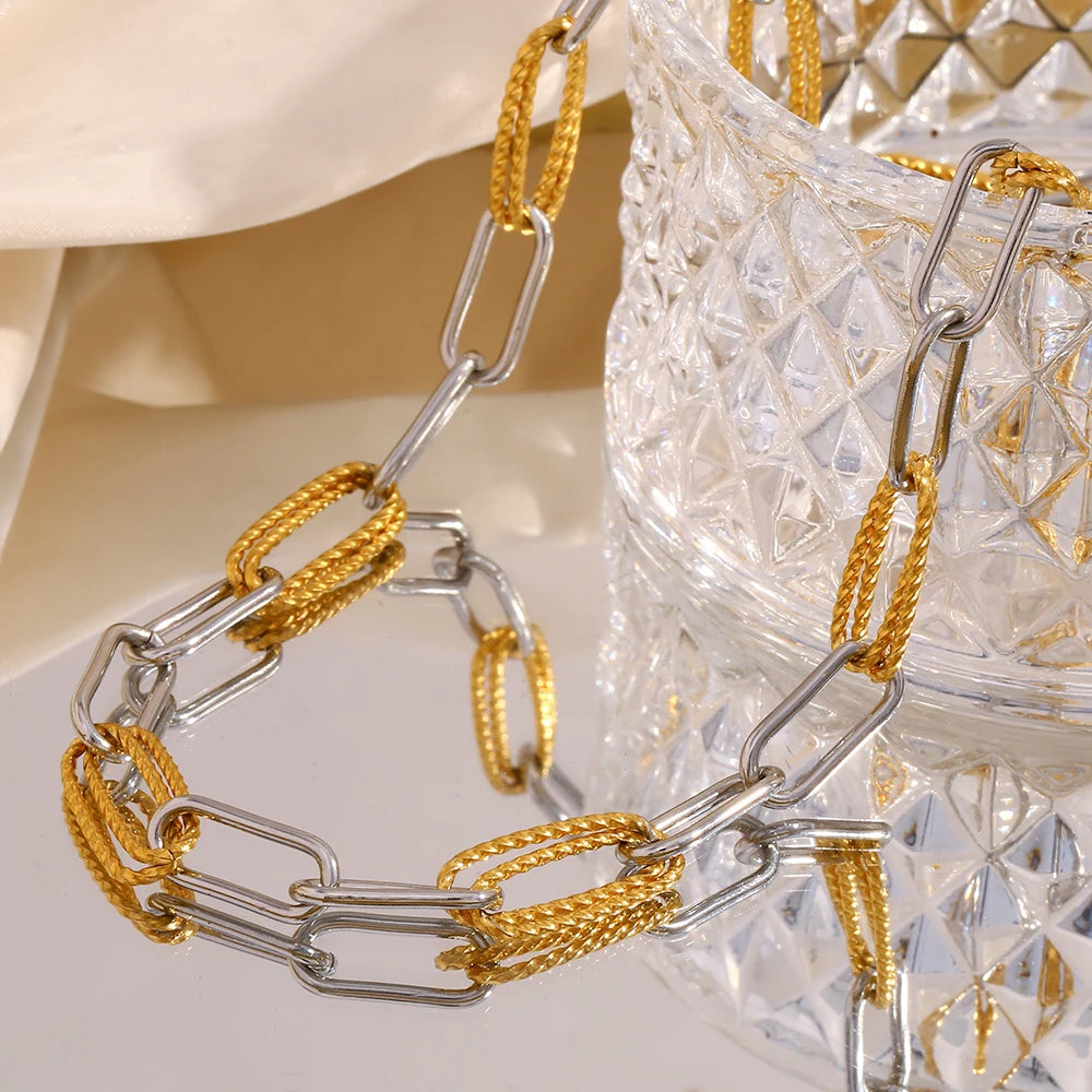 EJ  18K Gold Plated Stainless Steel Waterproof Necklace