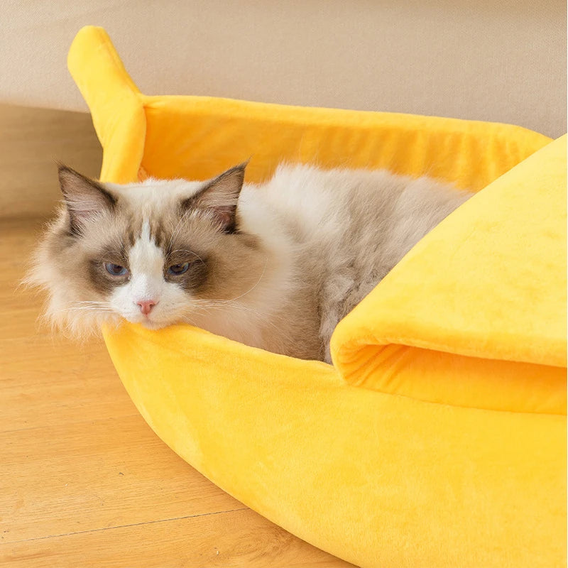 Banana Cat Bed House Funny Cute Cozy Cat Mat Beds Warm Durable Portable