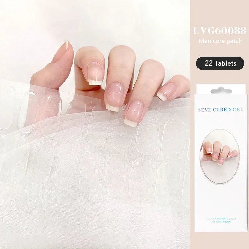 Strips Semi-cured Gel Nail Stickers Waterproof