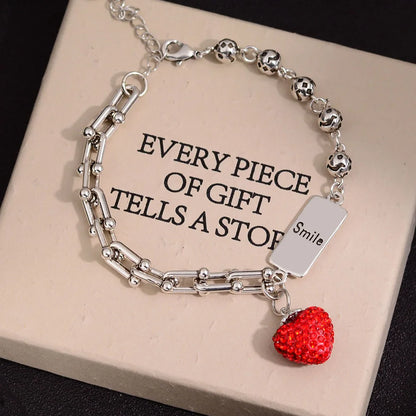 EJ  Heart Retro Thai Silver Ladies Charm Bracelet