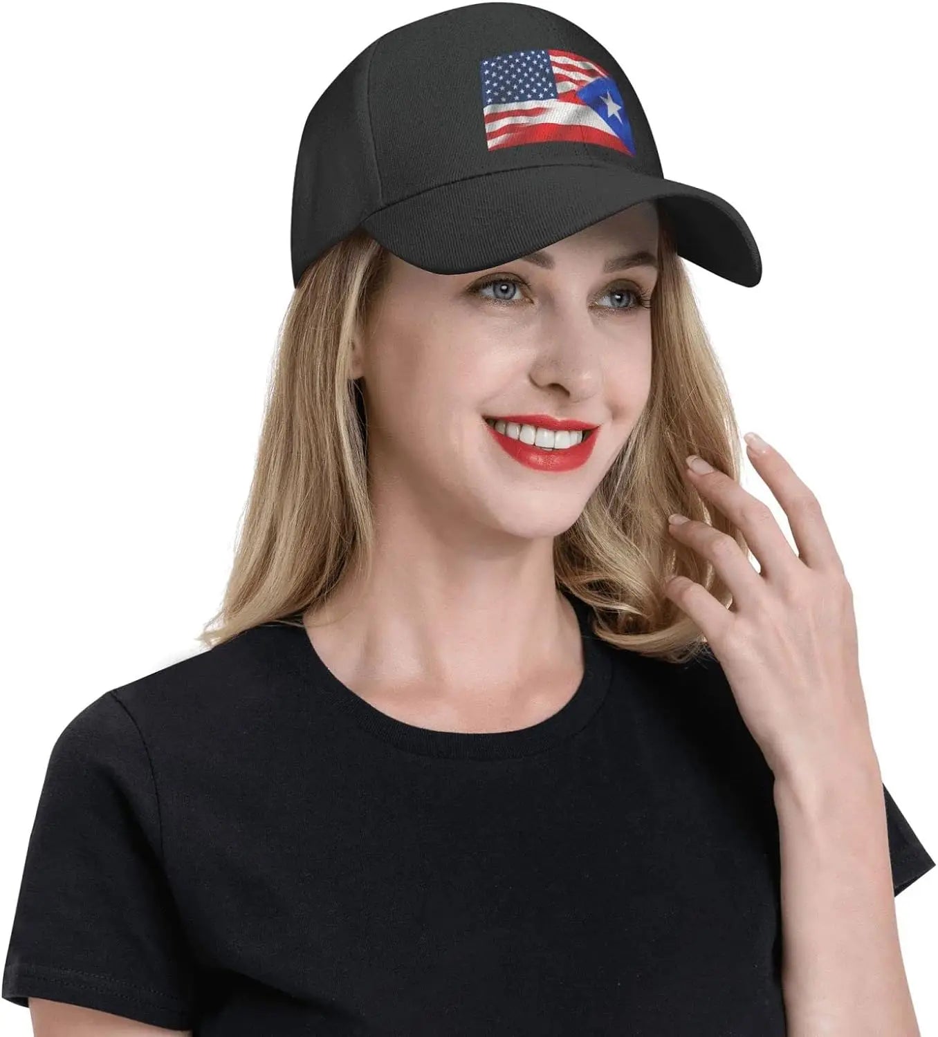 Half American Half Puerto Rico Flag Peaked Cap Unisex