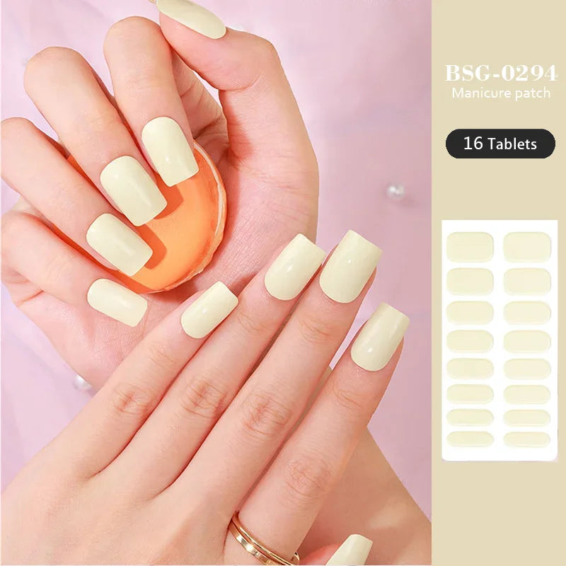 Strips Semi-cured Gel Nail Stickers Waterproof