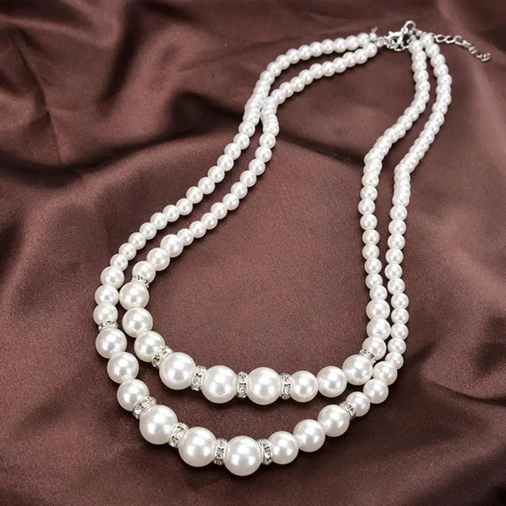 Double Layer Pearl Choker Necklace for Women