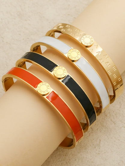 Luxury  7mm Stainless Steel Enamel Bracelet
