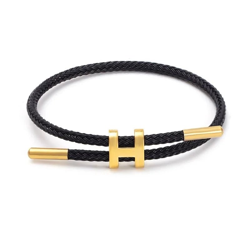 Fashionable and elegant H-buckle stainless steel rope bracelet