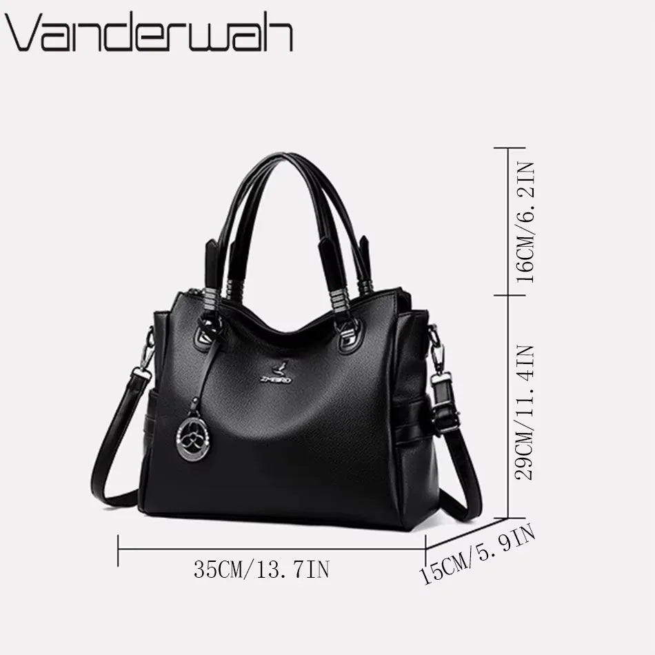 Luxury Handbag Fashion Print Large Capacity Soft Leather