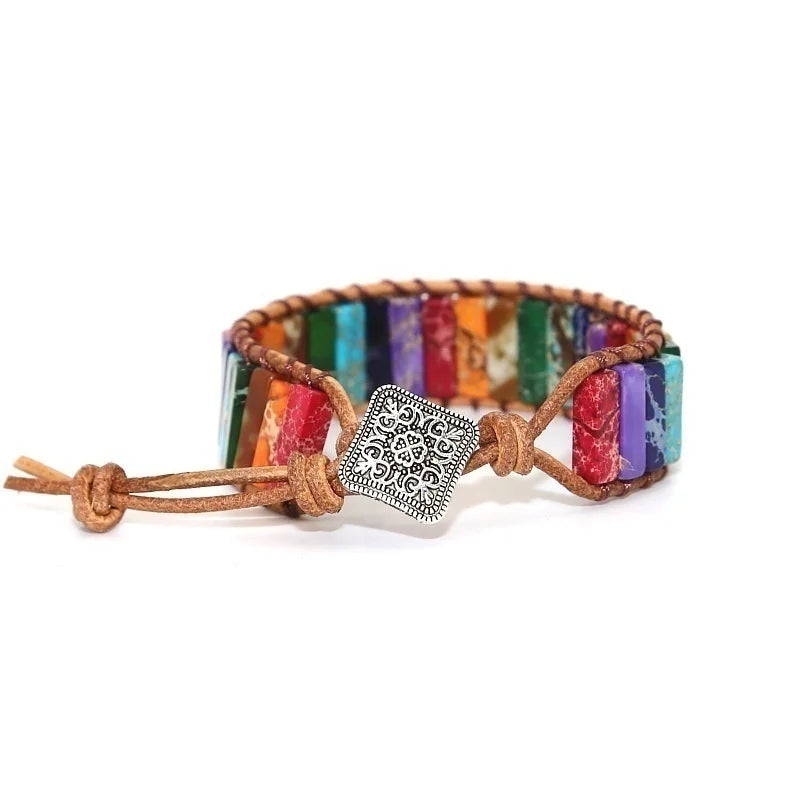 New Ethnic Style Multicolor Natural Gem Leather Bracelets