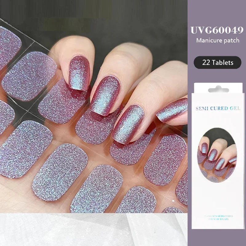 Strips Semi-cured Gel Nail Stickers Waterproof