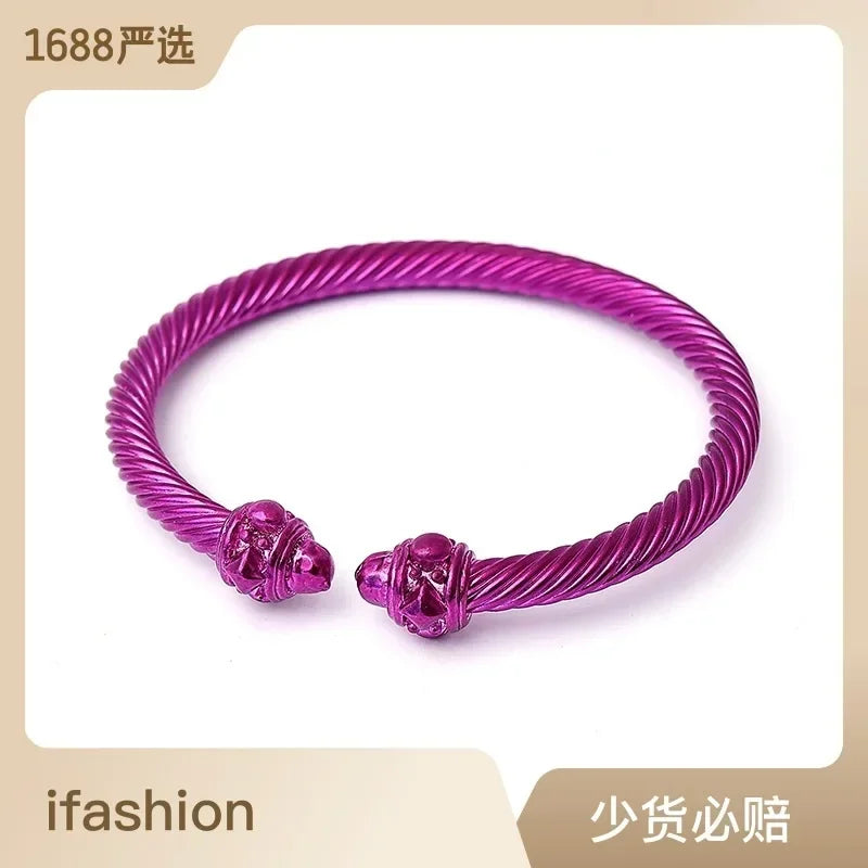 Stainless Steel Matte Paint Macaron Color Matching Fashion Open Bracelet