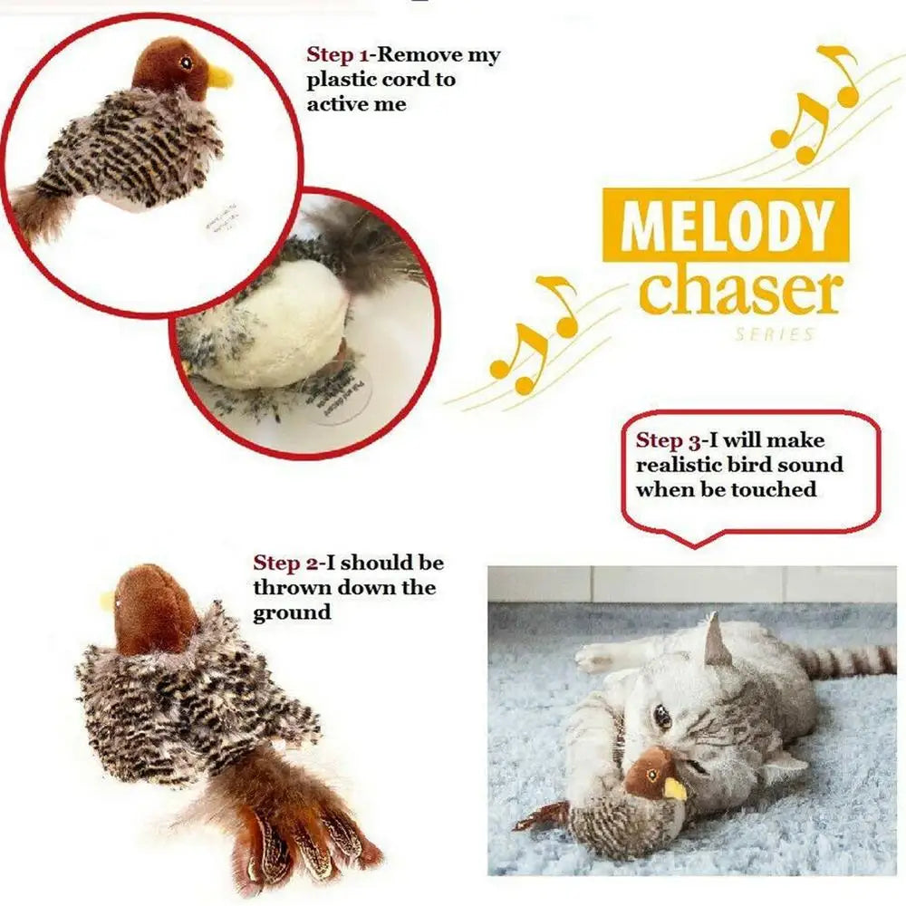 Interactive Electronic Cat Toy Sparrow Shaped Bird Simulation Sound