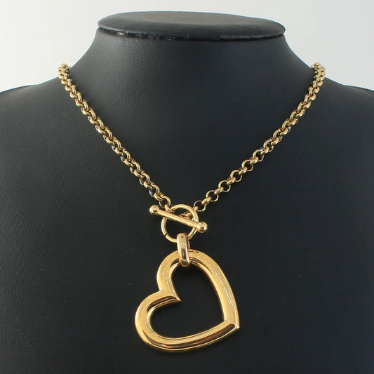 Stainless Steel Jewelry 2 Color Collar Style Fashion Necklaces Pendant Heart