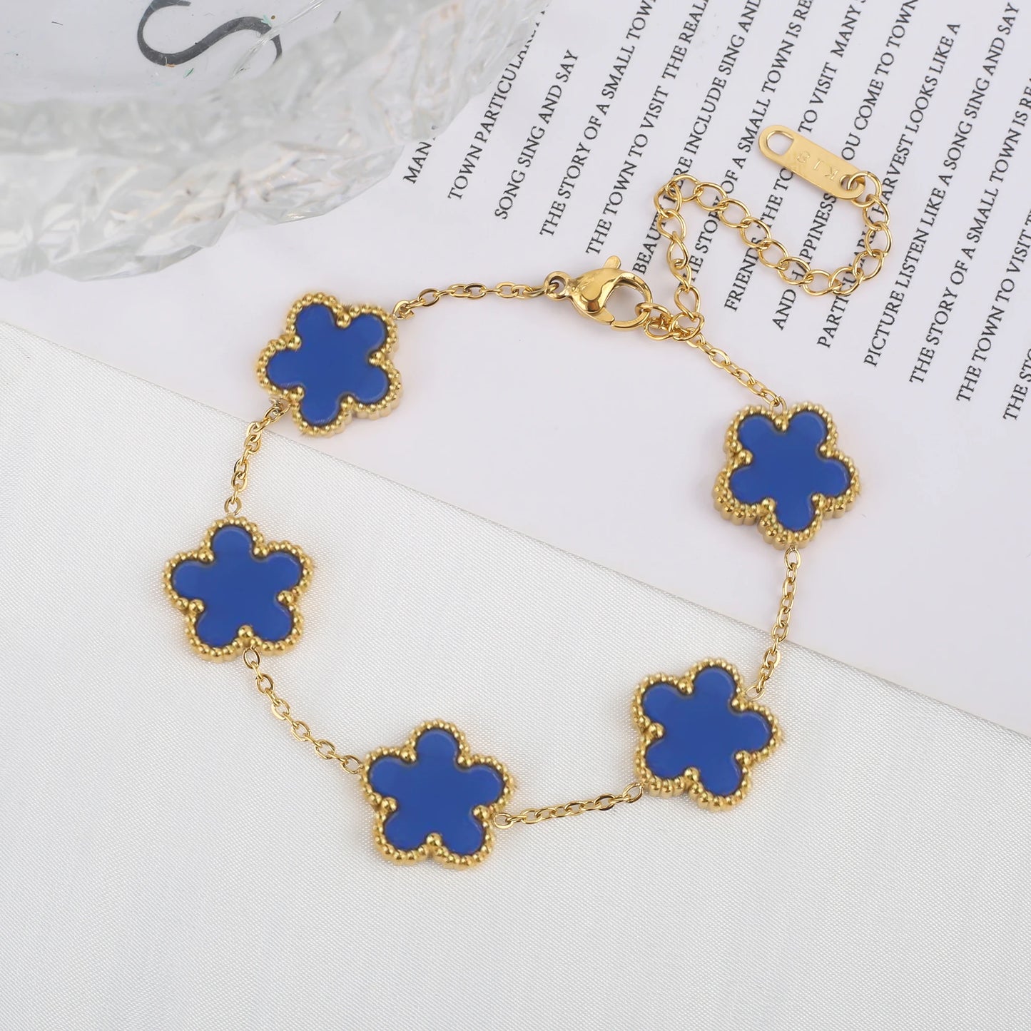 EJ  Luxury Stainless Steel Flower Chain  Bracelet