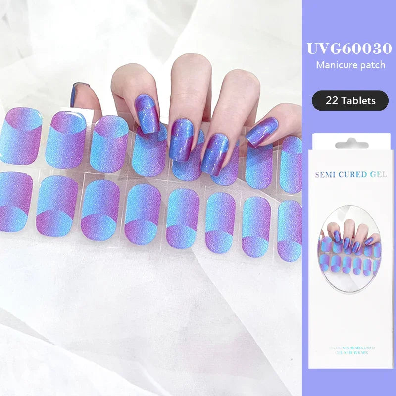 Strips Semi-cured Gel Nail Stickers Waterproof