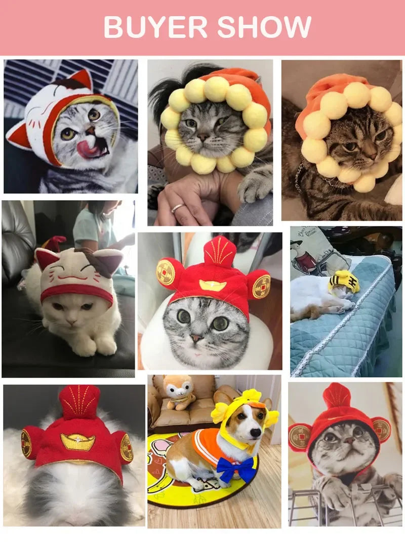 Funny Hat for Cat / Dogs  Costume Pet Headwear Cosplay Keep Warm Theme Party Photo Prop Accessories