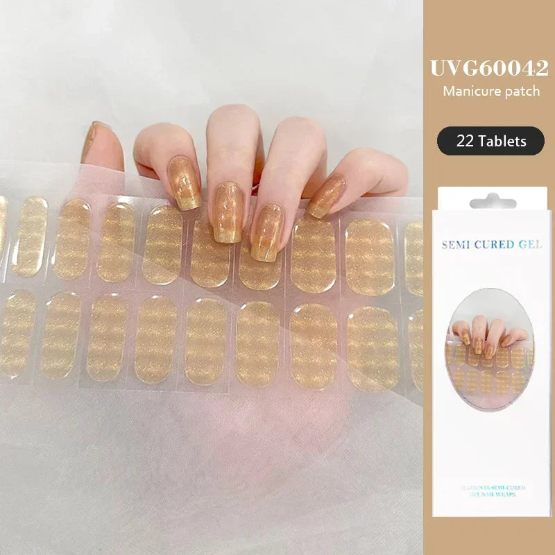 Strips Semi-cured Gel Nail Stickers Waterproof