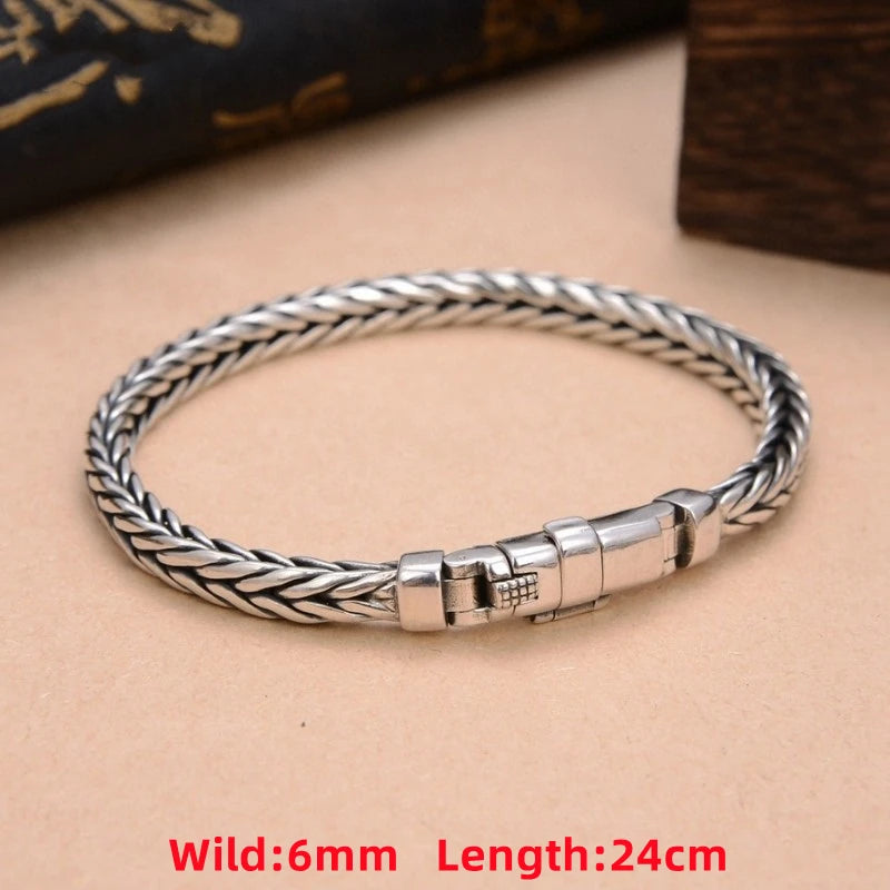 Handmade Retro Domineering Style Personality S925 Silver Bracelet