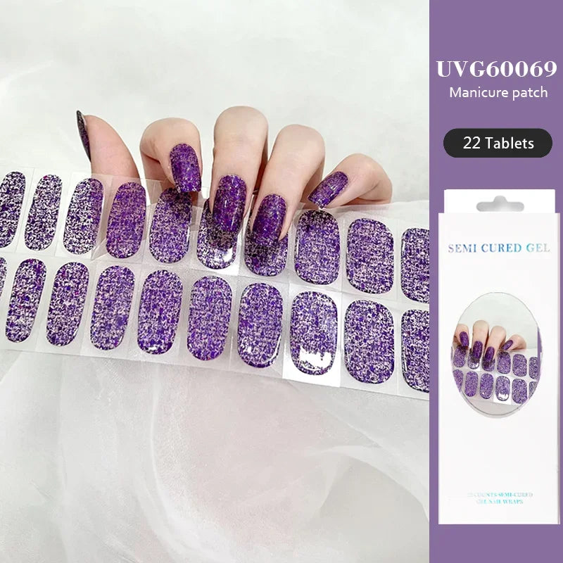 Strips Semi-cured Gel Nail Stickers Waterproof