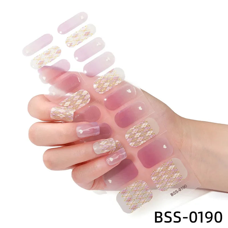 Strips Semi-cured Gel Nail Stickers Waterproof