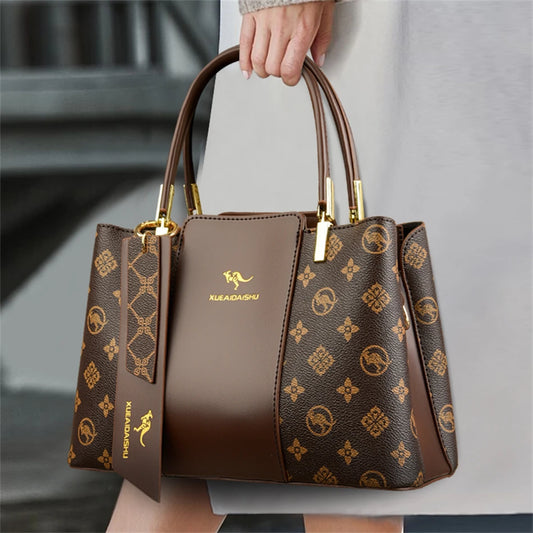 Luxury Handbag Fashion Print Large Capacity Soft Leather