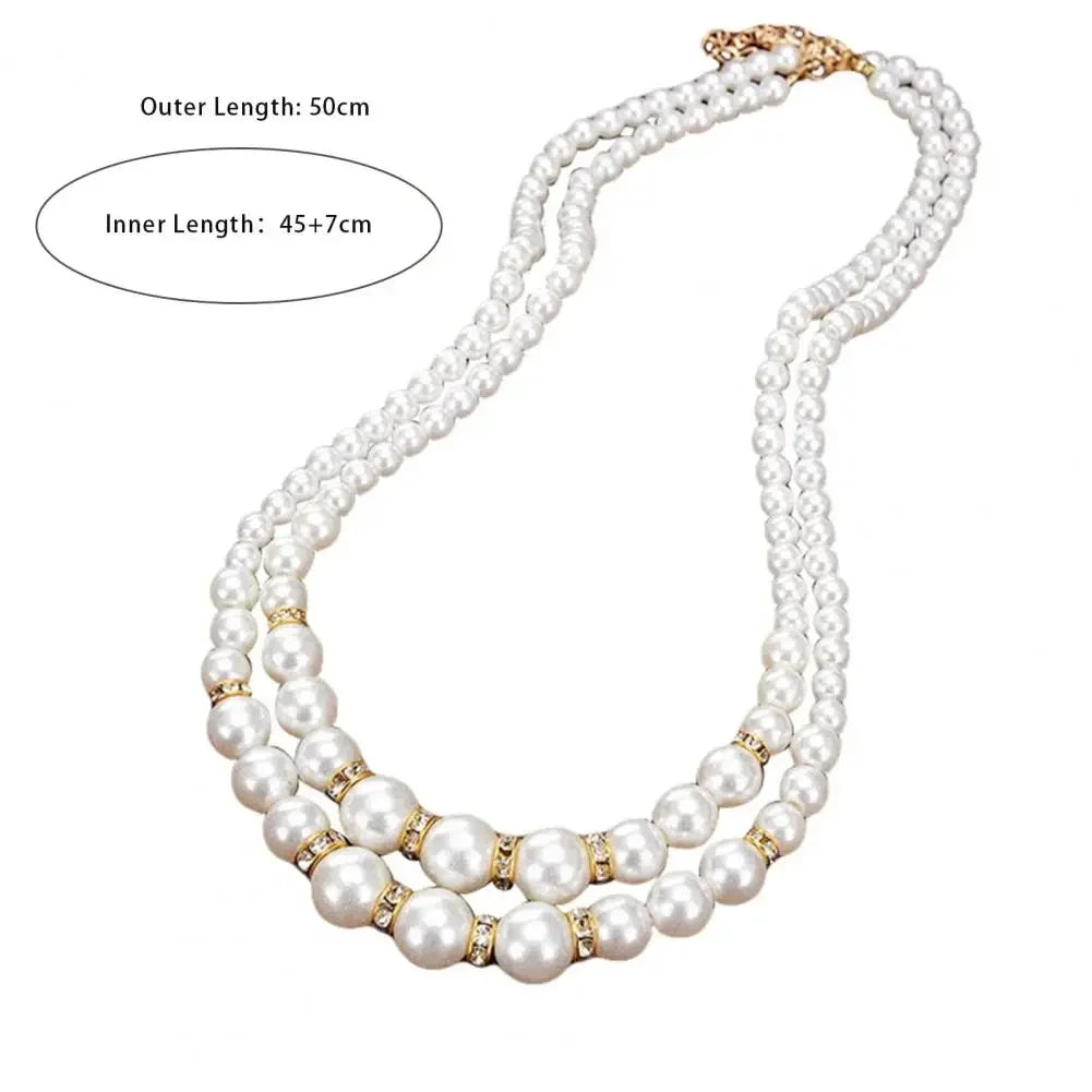 Double Layer Pearl Choker Necklace for Women