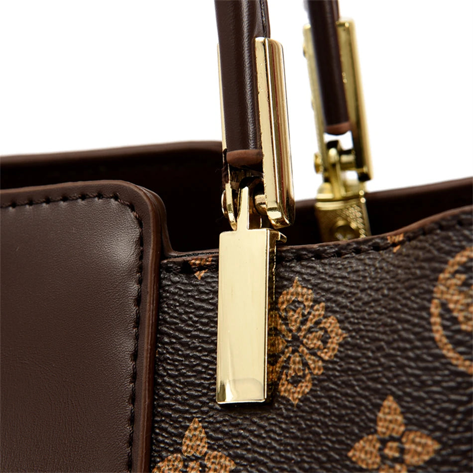 Luxury Handbag Fashion Print Large Capacity Soft Leather