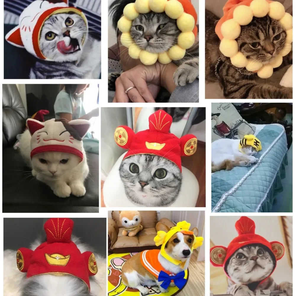 Funny Hat for Cat / Dogs  Costume Pet Headwear Cosplay Keep Warm Theme Party Photo Prop Accessories