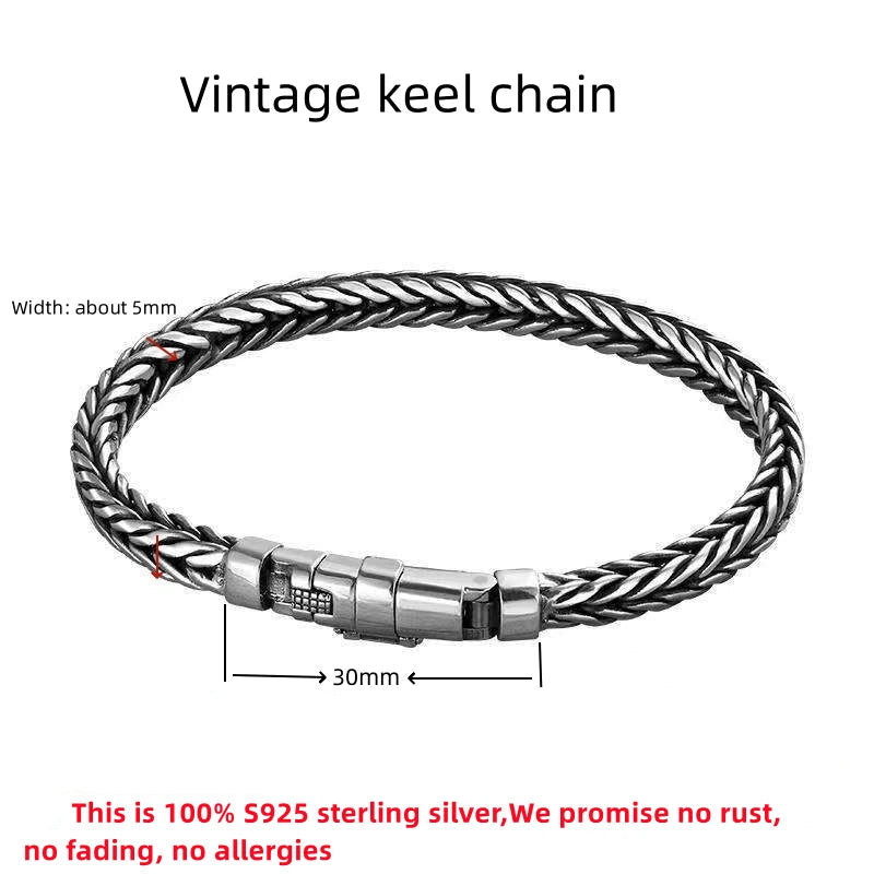 Handmade Retro Domineering Style Personality S925 Silver Bracelet