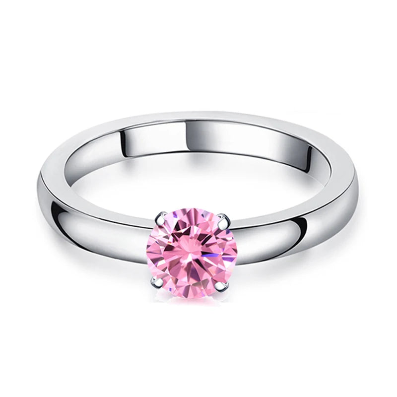 Solitaire  Stainless Steel Rings Interchangeable Cubic Zirconia