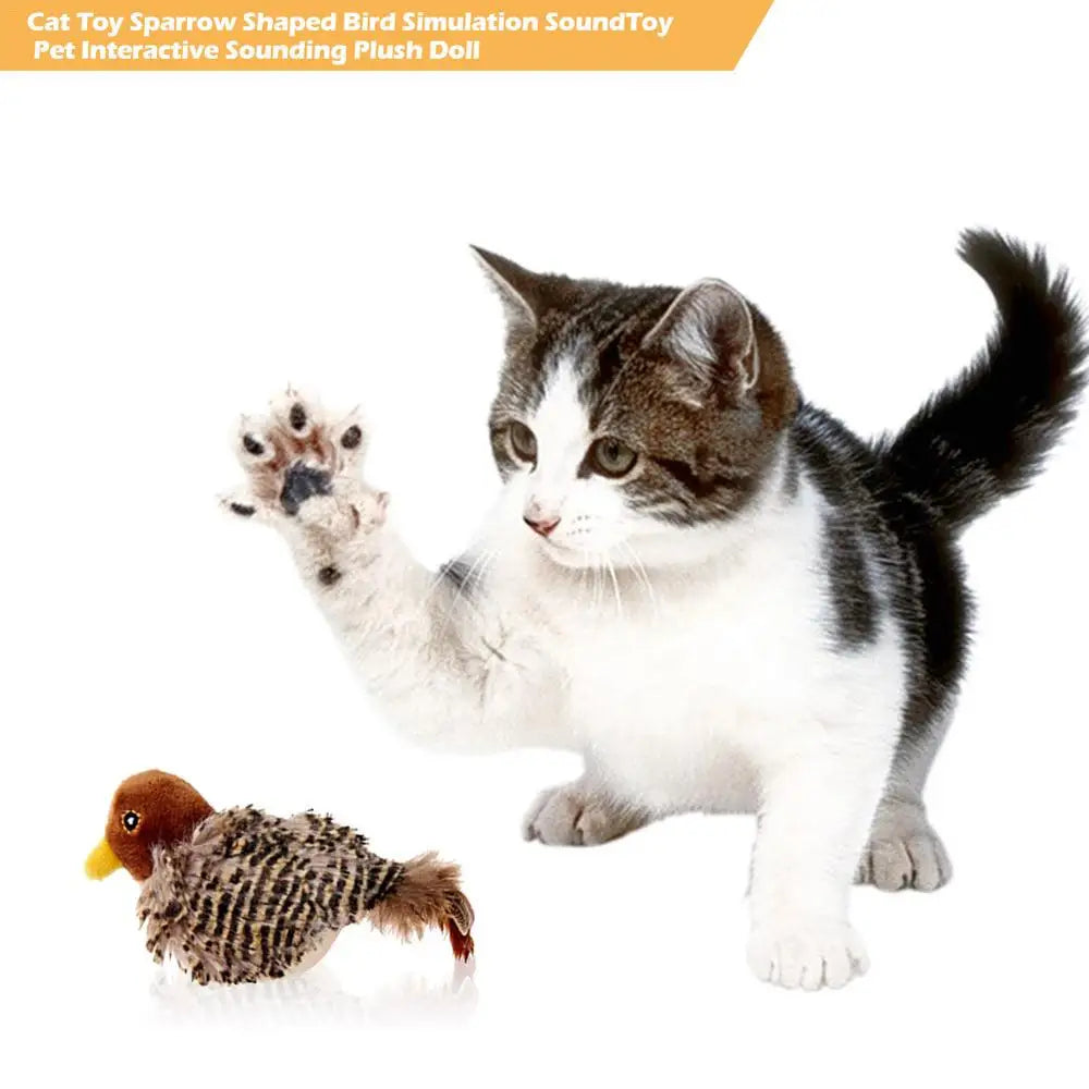 Interactive Electronic Cat Toy Sparrow Shaped Bird Simulation Sound