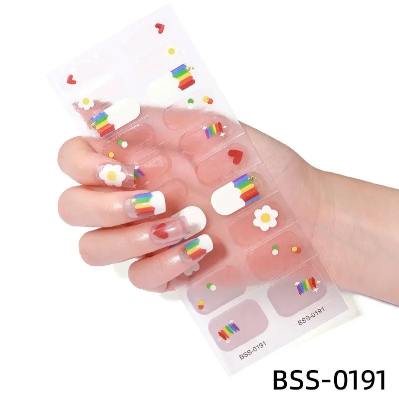 Strips Semi-cured Gel Nail Stickers Waterproof