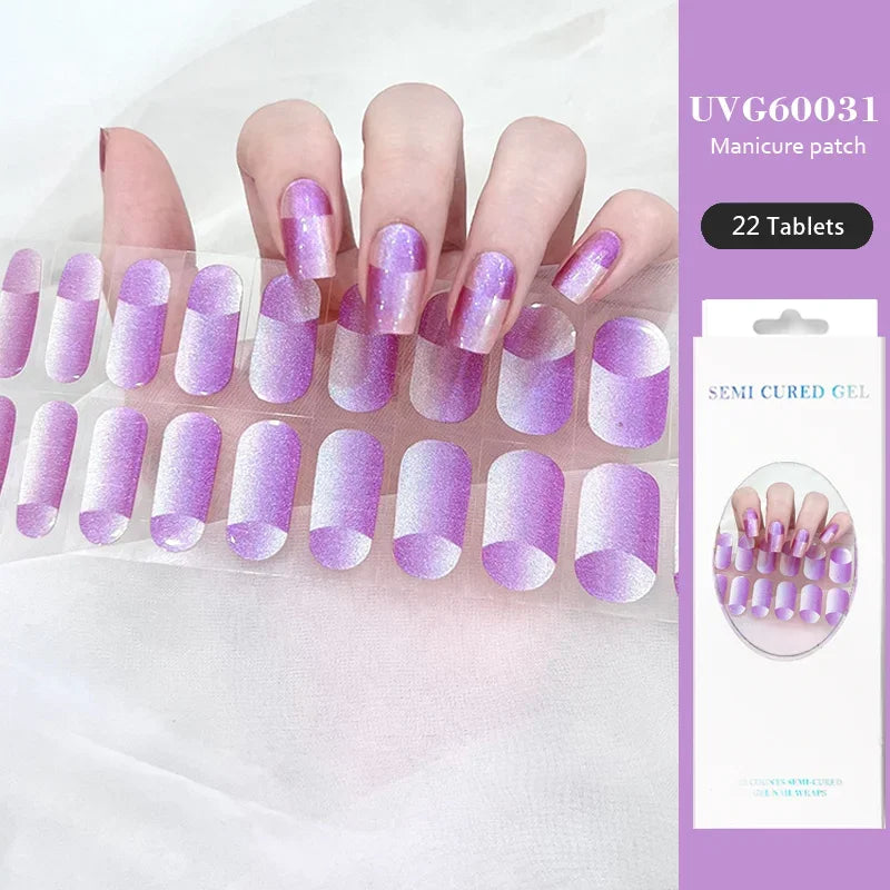 Strips Semi-cured Gel Nail Stickers Waterproof