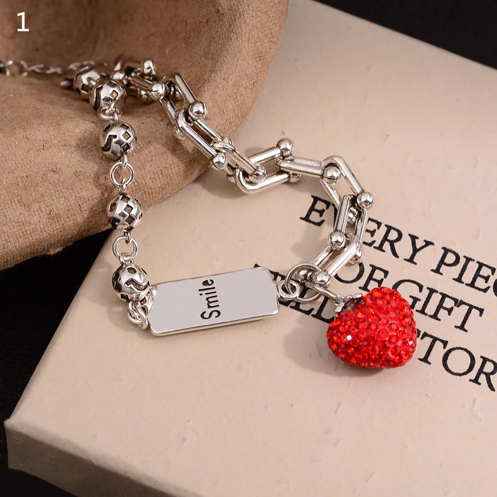 New Arrival Romantic Love Heart 925 Sterling Silver  Charm Bracelet Jewelry