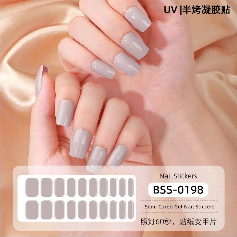 Strips Semi-cured Gel Nail Stickers Waterproof