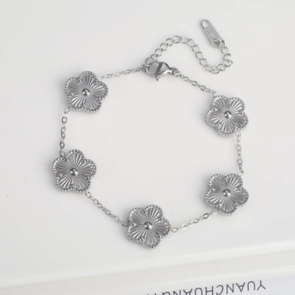EJ  Luxury Stainless Steel Flower Chain  Bracelet
