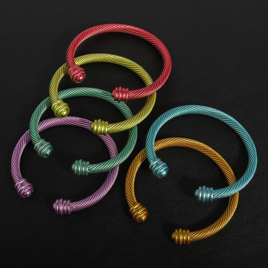 Fashion Stainless Steel New Colored Twist Bracelet Adjustable