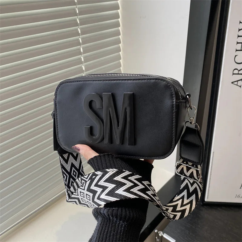 Stylish Versatile  Single Shoulder Bag, SM Letter Pu Leather