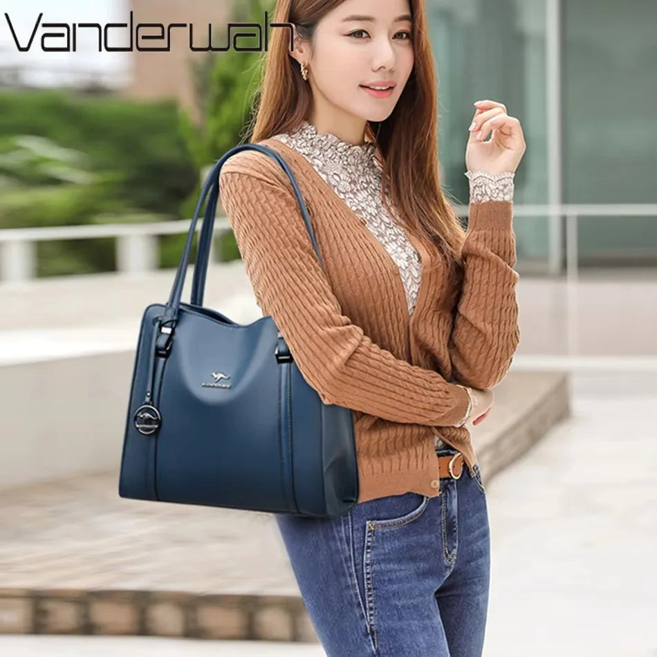 Luxury Handbag Fashion Print Large Capacity Soft Leather