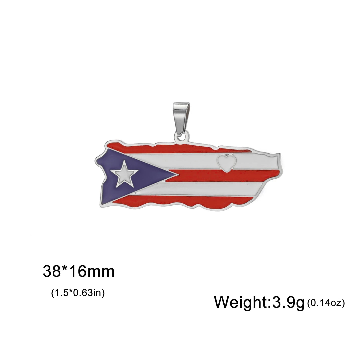 Puerto Rico Map Flag Pendant