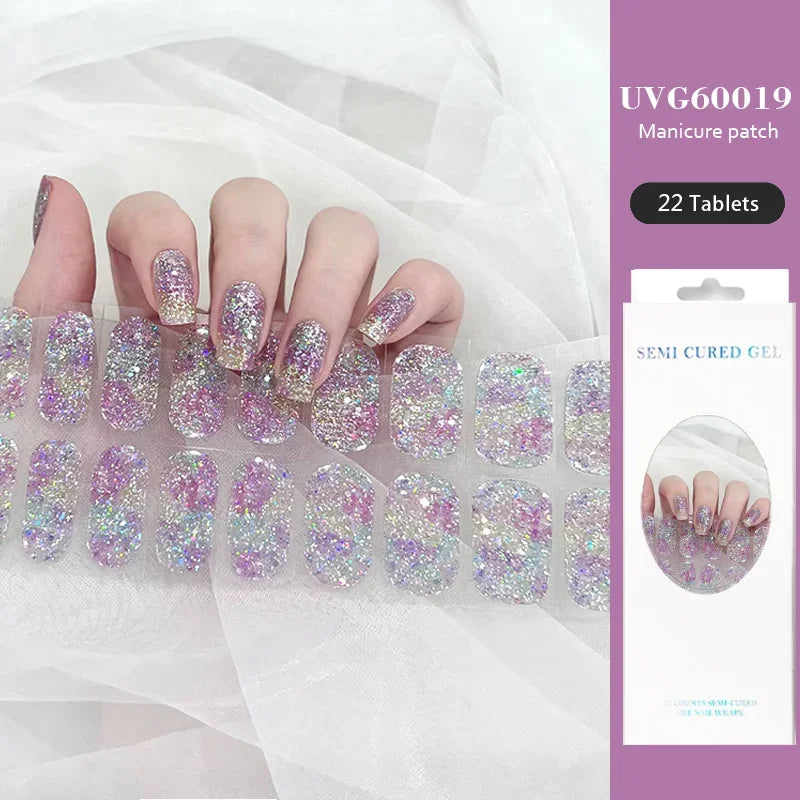 Strips Semi-cured Gel Nail Stickers Waterproof