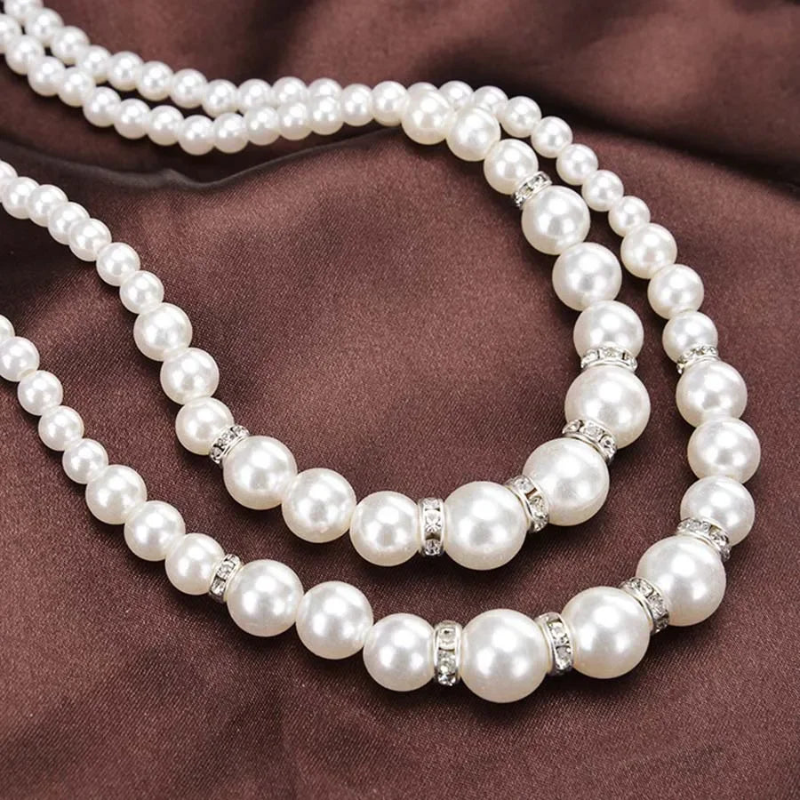 Double Layer Pearl Choker Necklace for Women