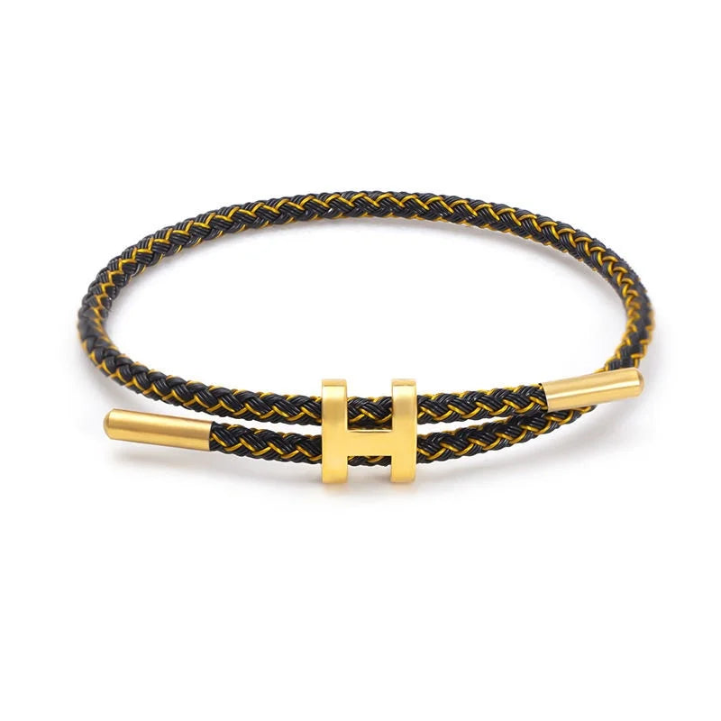 Fashionable and elegant H-buckle stainless steel rope bracelet