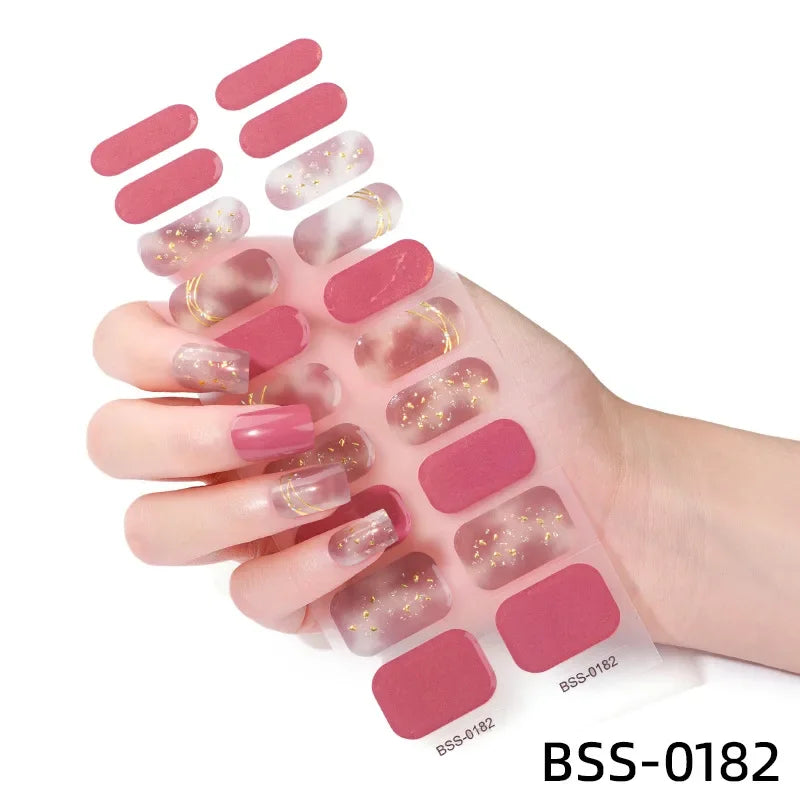 Strips Semi-cured Gel Nail Stickers Waterproof