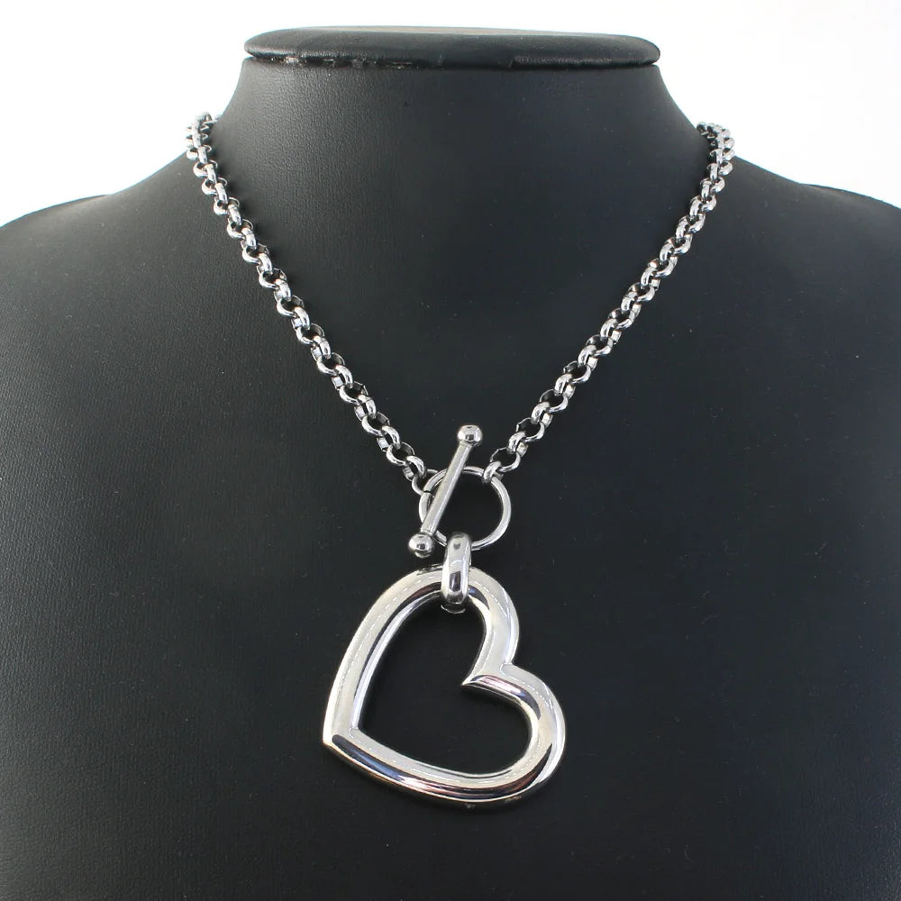 Stainless Steel Jewelry 2 Color Collar Style Fashion Necklaces Pendant Heart