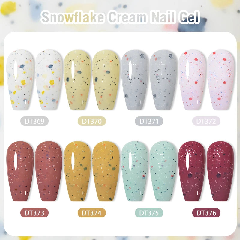 Cream White Nail Gel Polish Snowflake Cream Shining Colorful