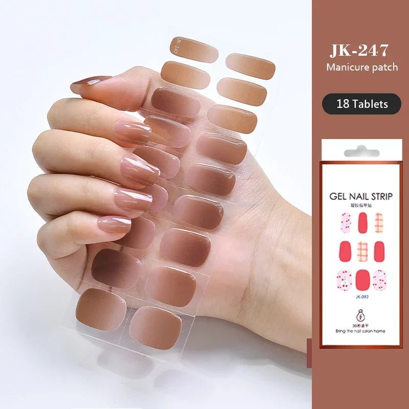 Strips Semi-cured Gel Nail Stickers Waterproof