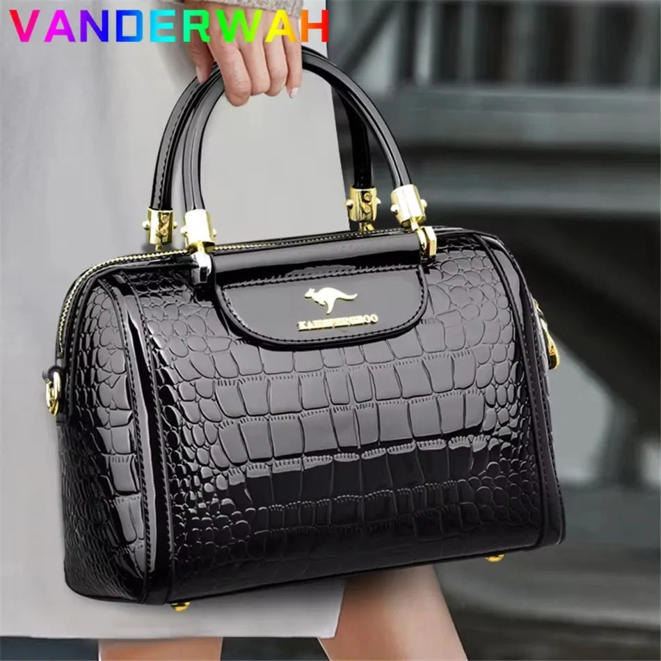 Luxury Handbag Fashion Print Large Capacity Soft Leather